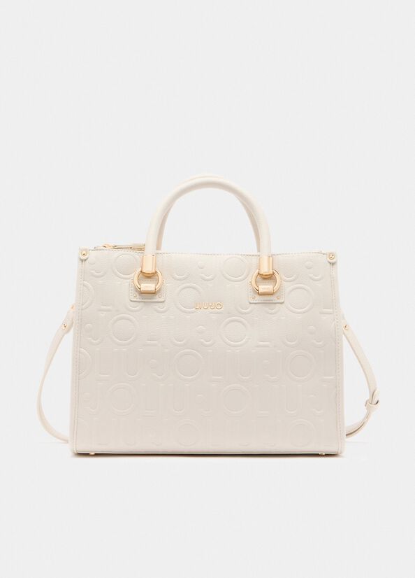 Borsa satchel media con logo