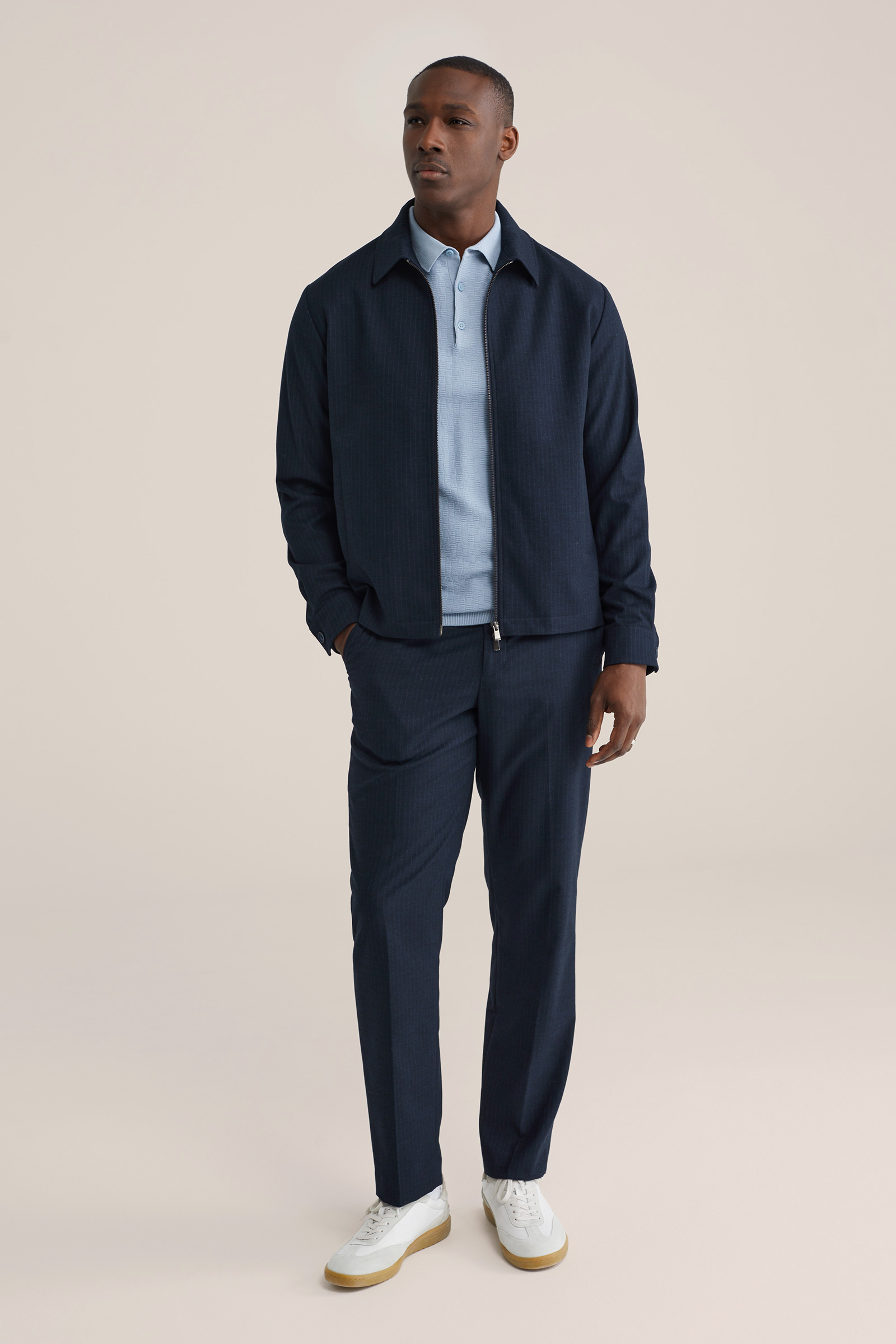 Heren regular fit gebreide polo met structuur