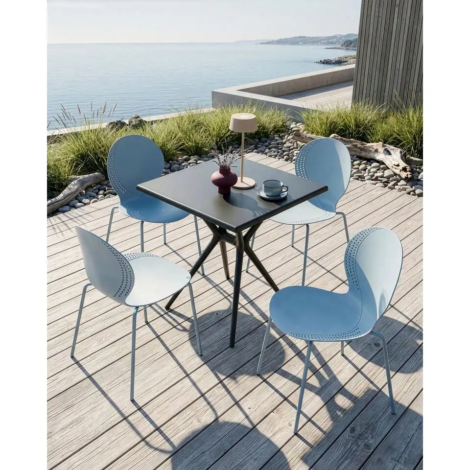 MILOS - Tuinstoel set van 4 - Lichtblauw - Kunststof