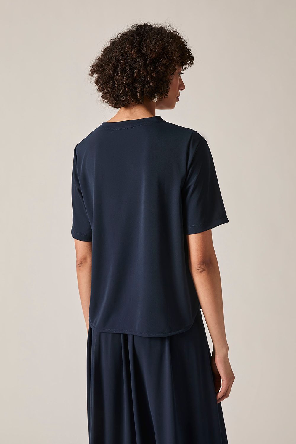 James Lakeland Navy Jersey Relaxed Top