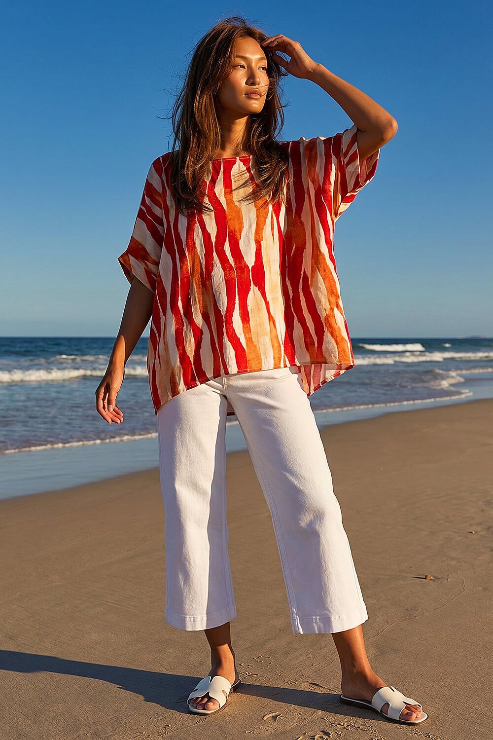 Roman Abstract Buttoned Top