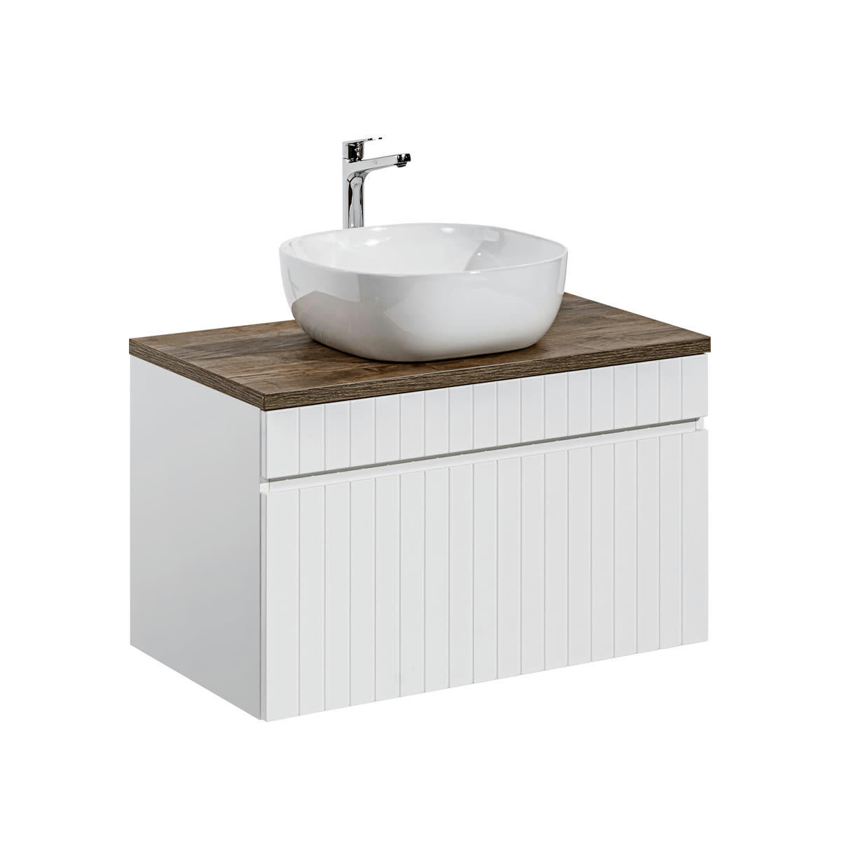 - Ensemble meuble simple vasque 80cm et colonne stratifiés blanc