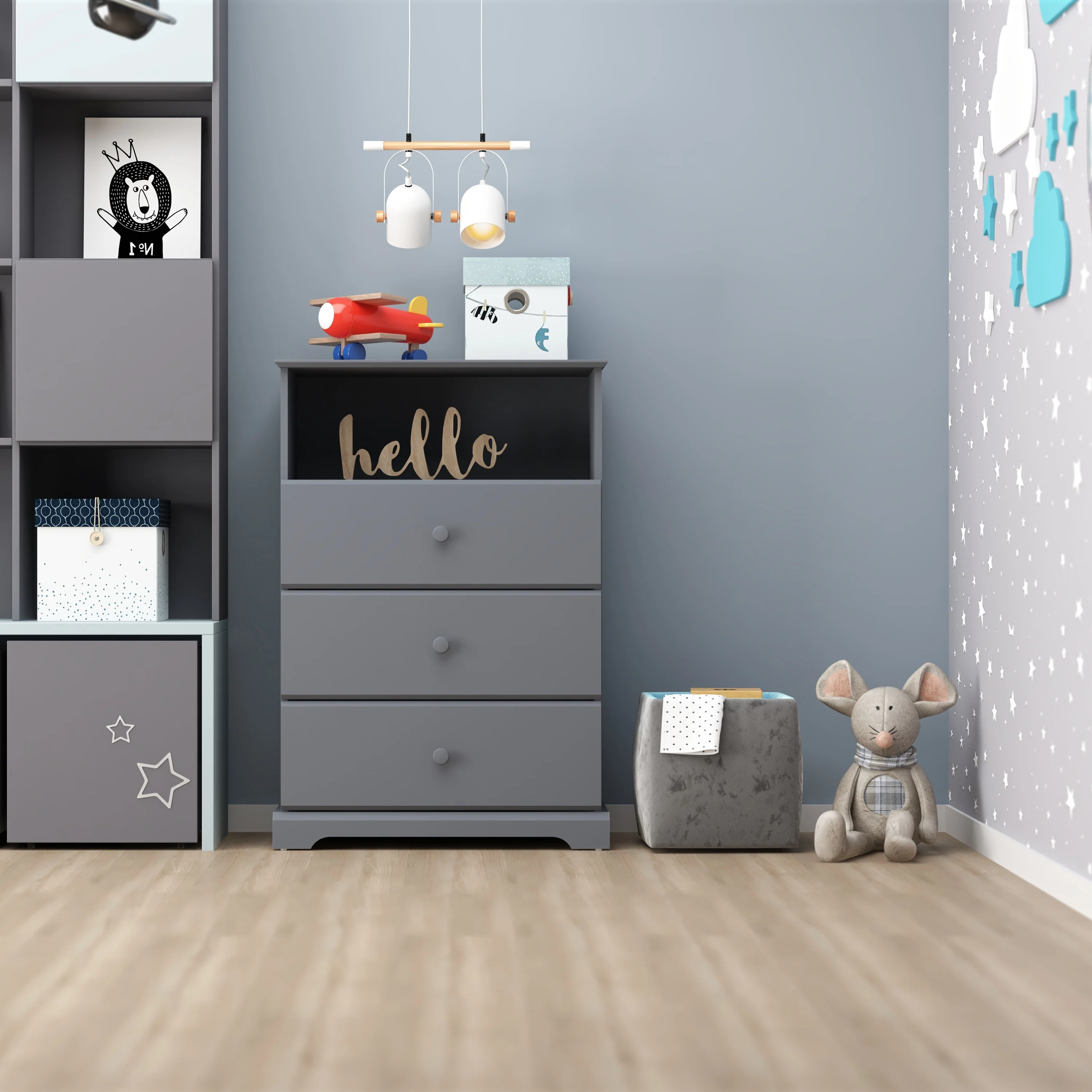 Hillsdale Furniture Baylor Wood 3 Drawer Chest with Storage Shelf