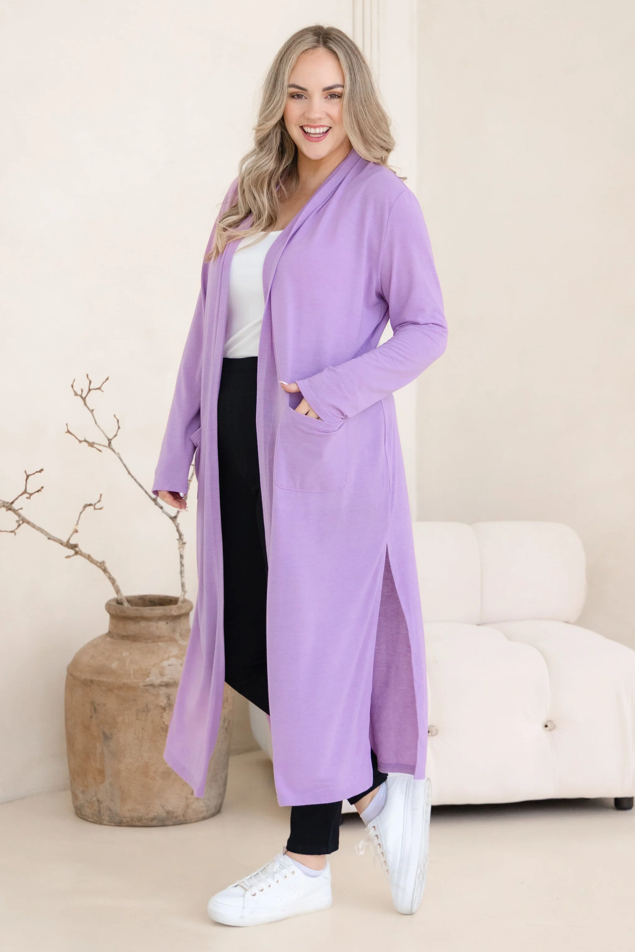 Jane Cardi Maxi Length in Lavender