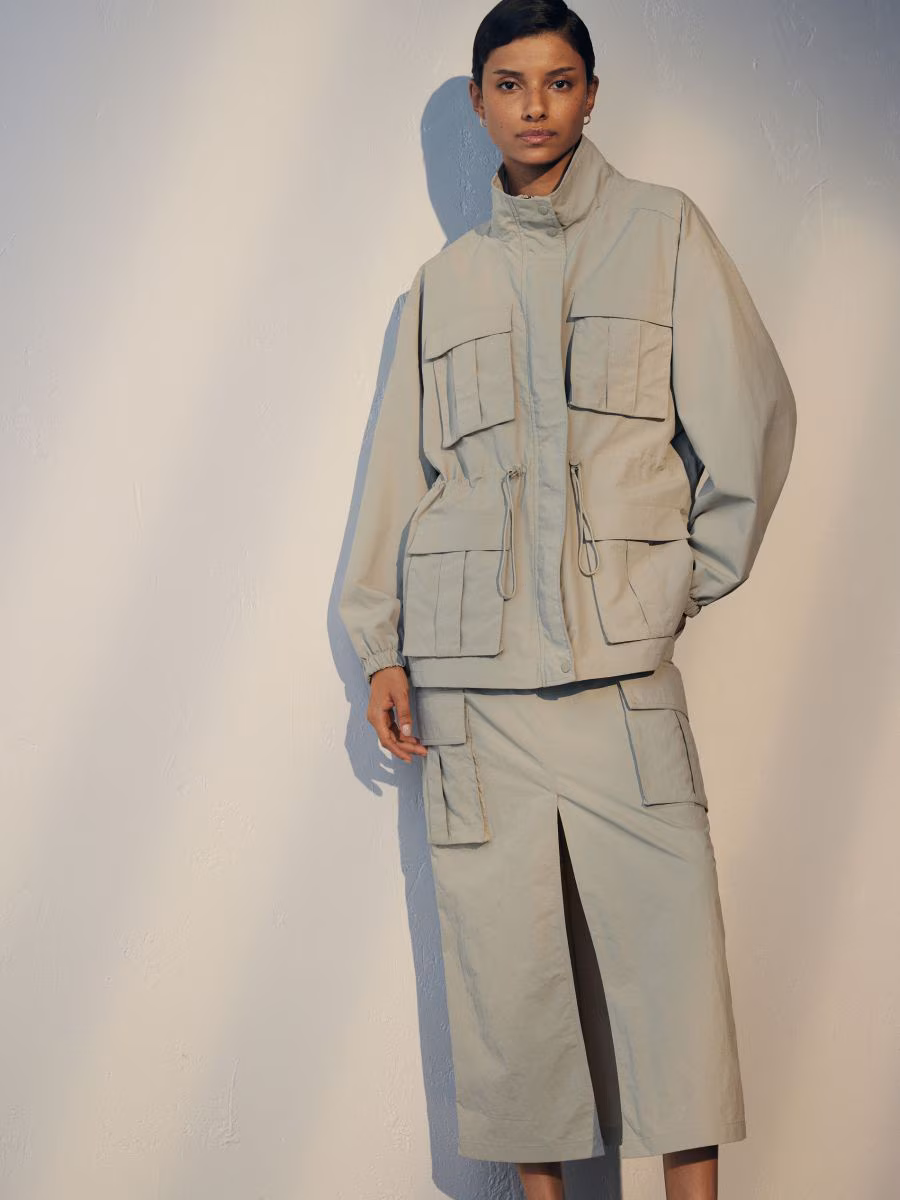 Nylon Jacket With Stand Up Collar