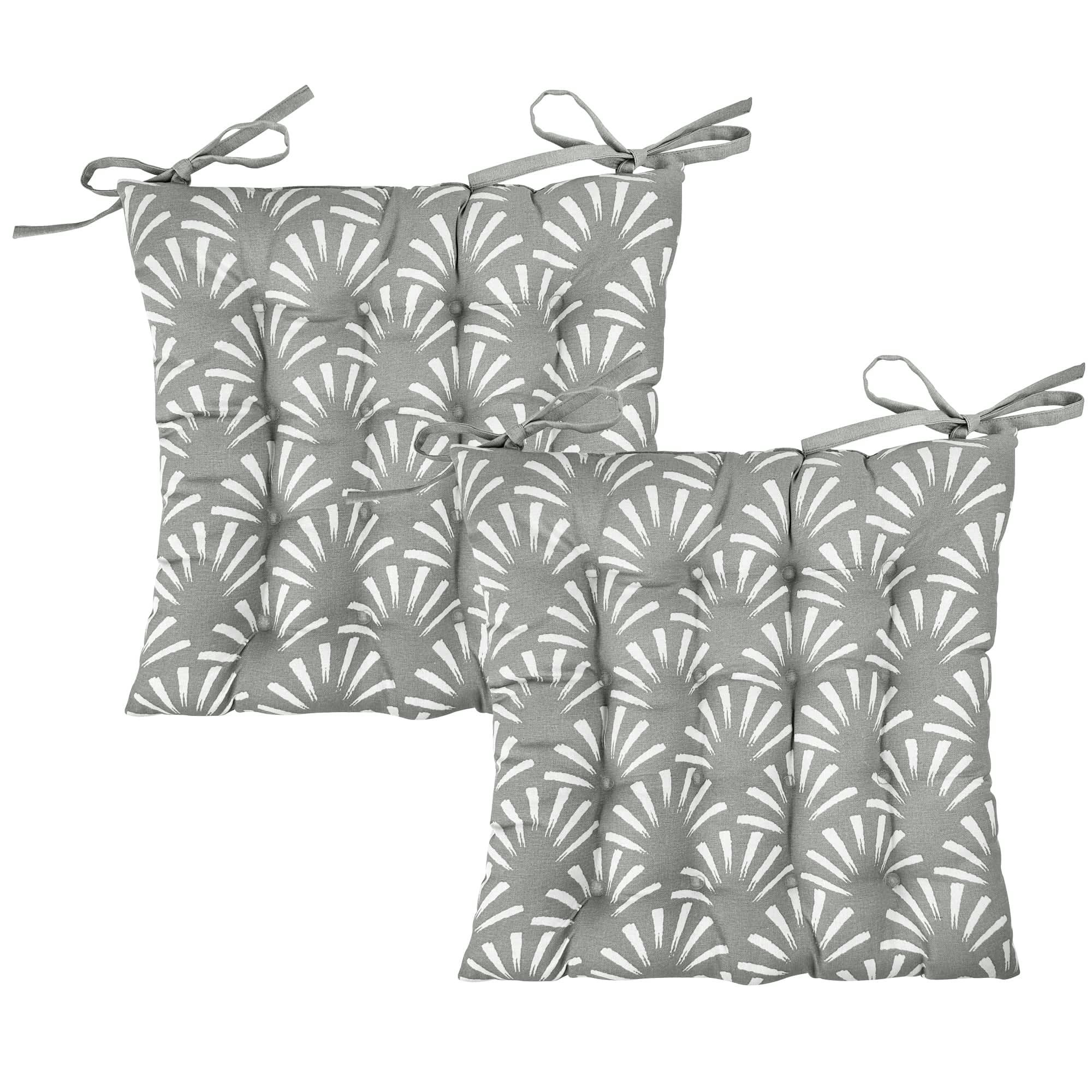 LUBERON - Lot de 2 galettes de chaise gris 40x40 en coton