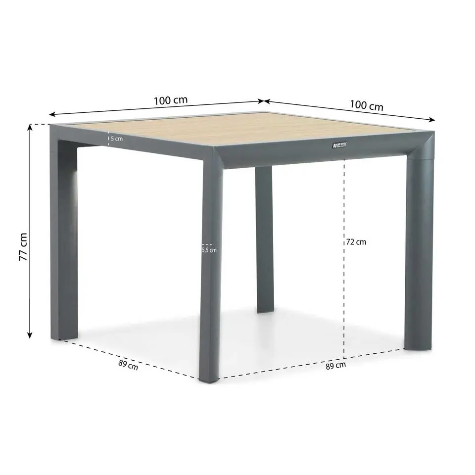 Dining Tuintafel vierkant 100 x 100 cm Grijs Borello