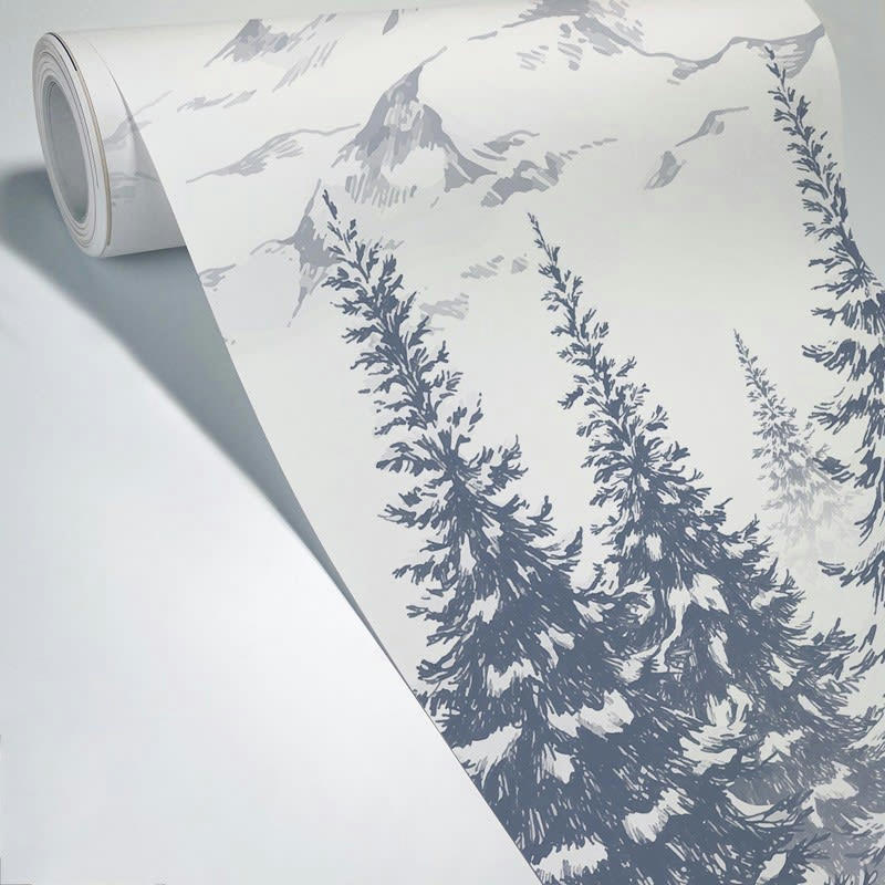 MONTAGNE ENCRE - Papier Peint Panoramique L432xH270cm Bleu Sapin