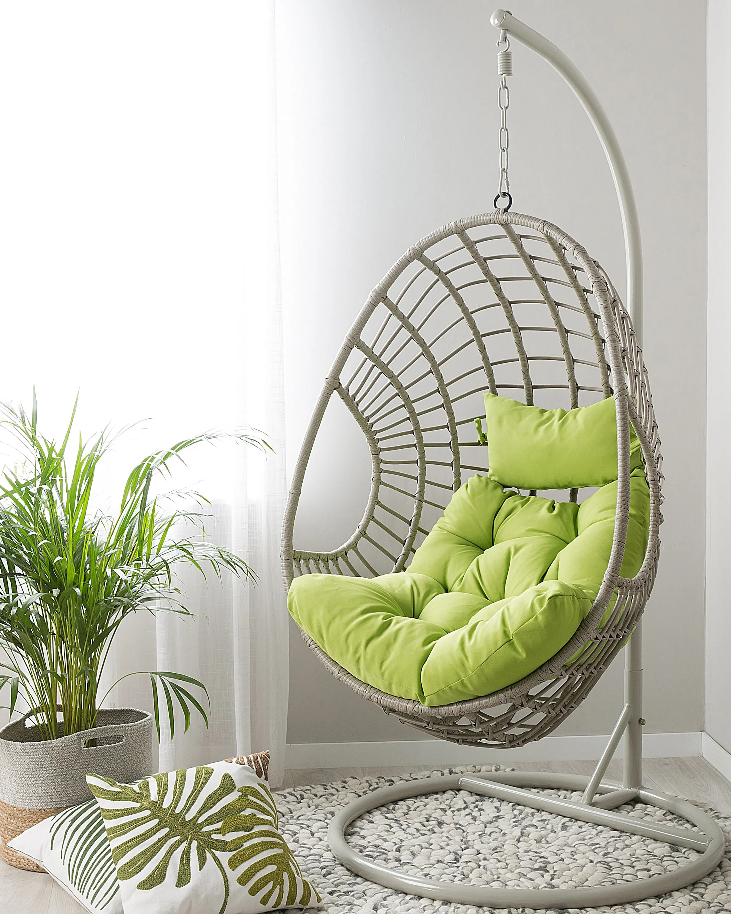 Hanging Chair with Stand ARPINO PE Rattan Beige