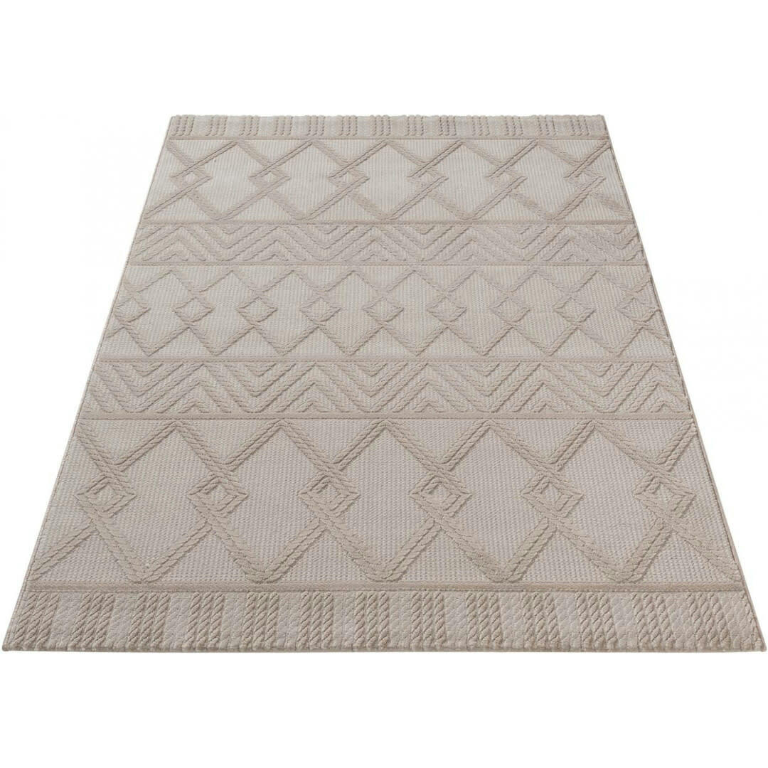 GAND - Tapis géométrique design en polyester beige 80x150