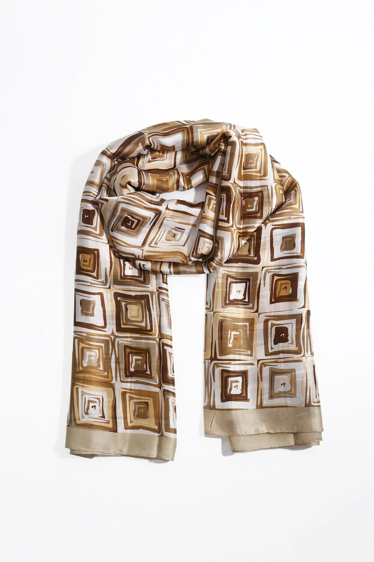 Taupe Square Print Scarf