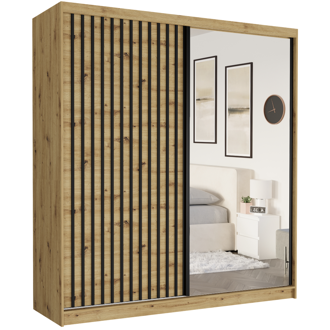 Szafa przesuwna 203 cm z lustrem lamele FRAMIRE Tivaro I artisan artisan