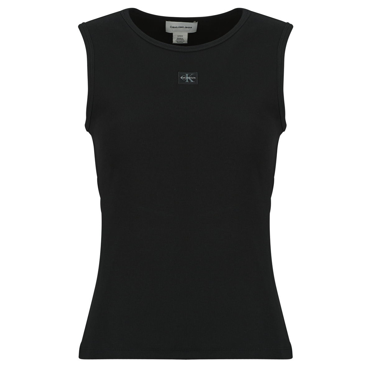 Calvin Klein Jeans - SL WOVEN LABEL 2X2 BABY RIB CUTO - Black