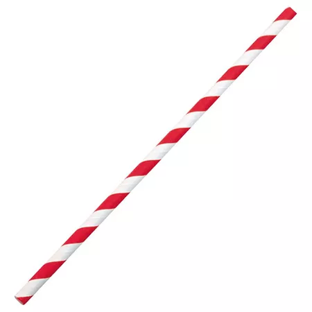 Słomka papierowa 19,7 cm - Opakowanie 100 szt. - Classic Czerwono-białe paski EM.PA.SŁ-PC