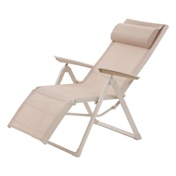 Fauteuil de jardin inclinable Decima lin &argile 8 positions en aluminium et texaline - Hespéride