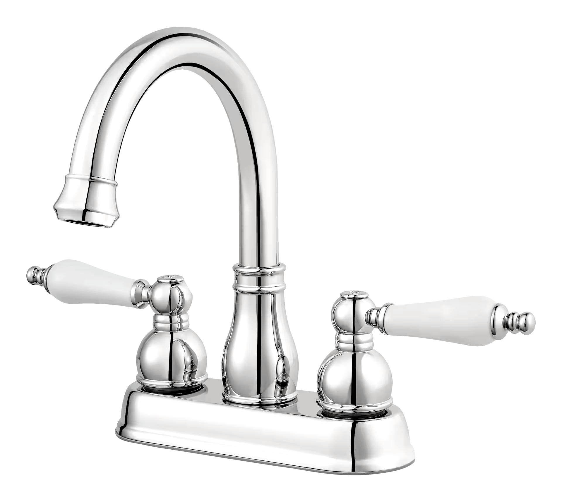 Pfister Henlow Double Handle High Arc 4-in Centerset Bathroom Sink Faucet, Push & Seal™ Drain, Polished Chrome