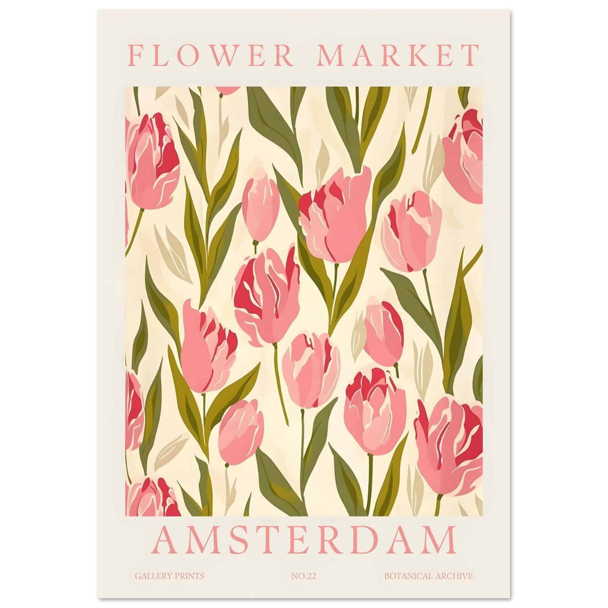 Artfulprints Poster Flower market - Amsterdam IV  - 70x100 cm - Roze