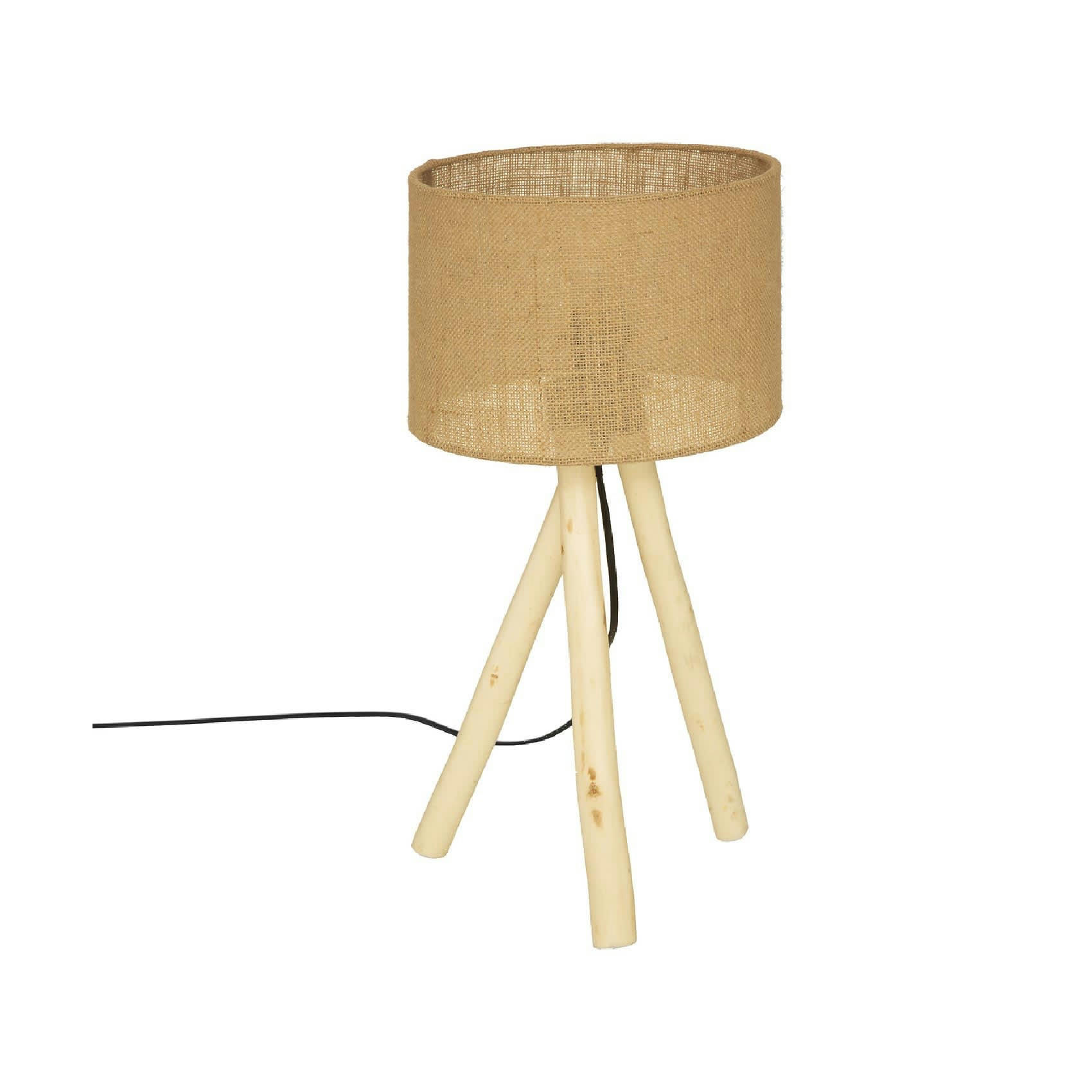 - Lampe trépied au mélange de matières naturelles naturel