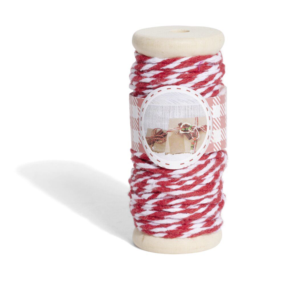 Rouleau fil coton rouge et blanc 15m