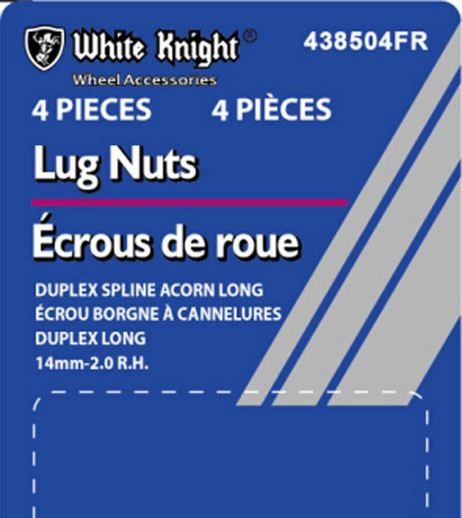 White Knight 438504FR Long Duplex Spline Lug Nuts, Chrome