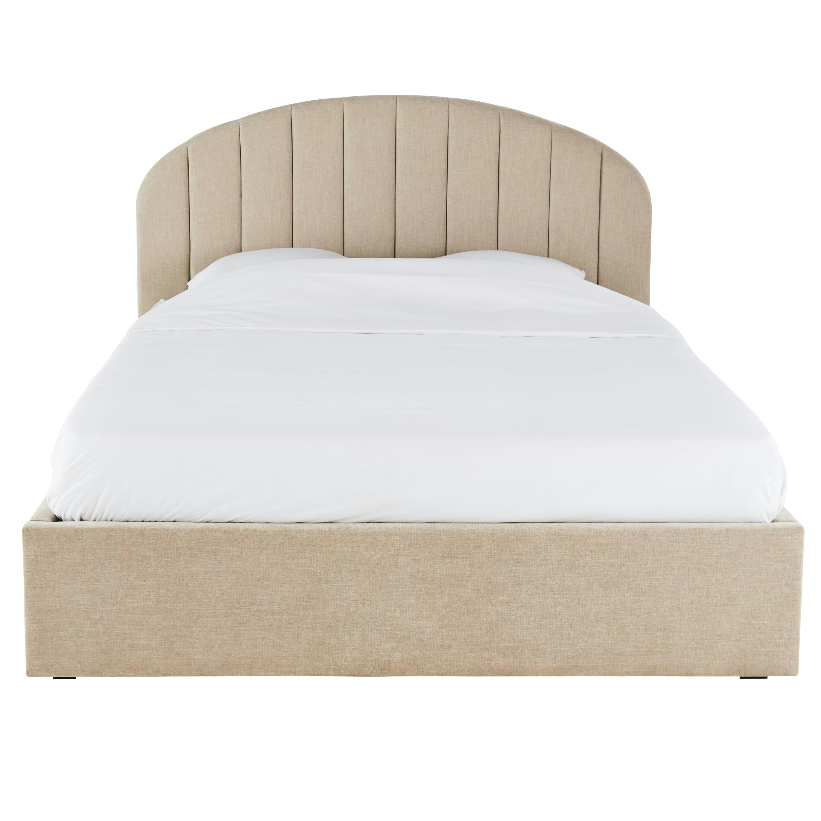 Cozy - Lit coffre 140 avec sommier à lattes beige