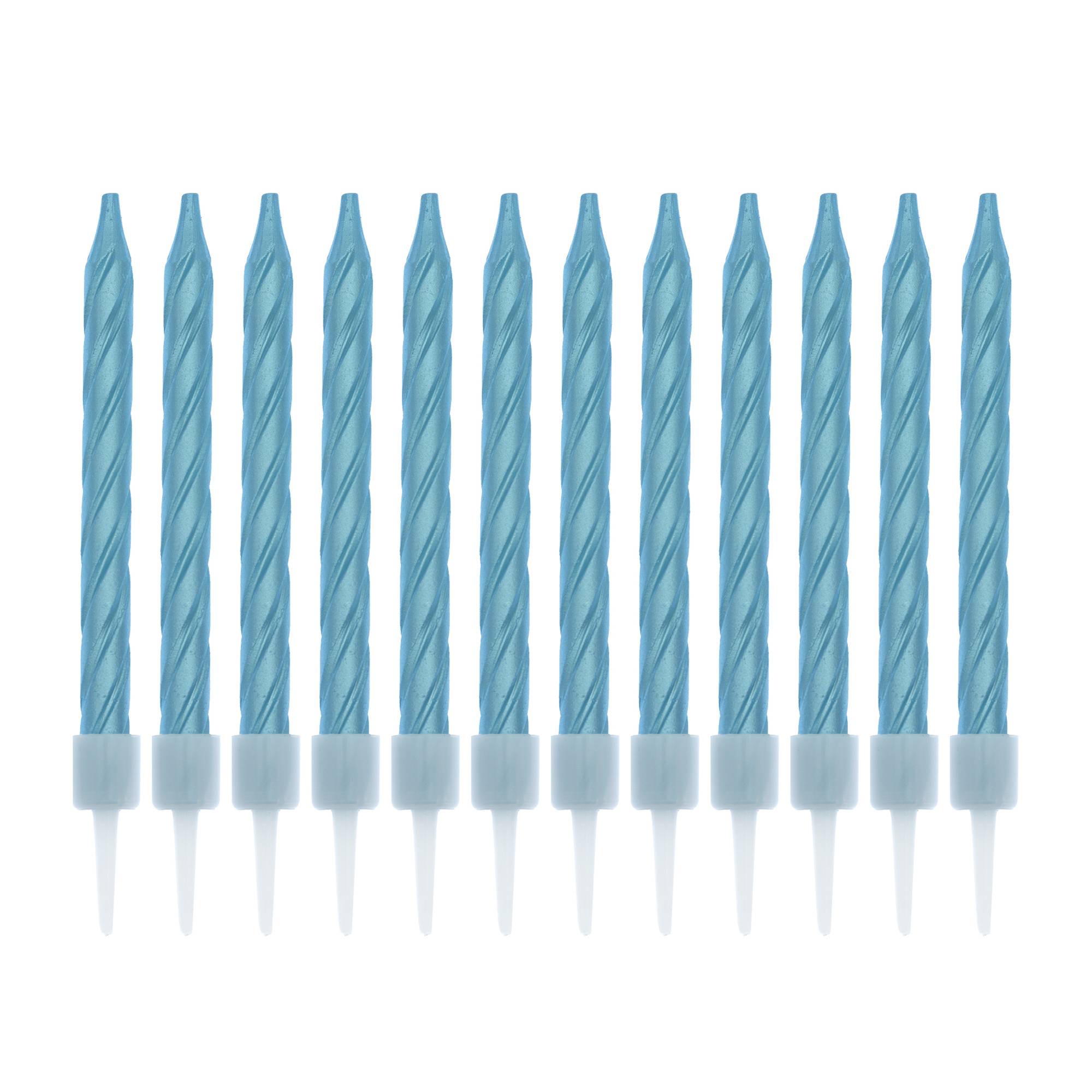 Blue Pearlescent Candles 12 Pack