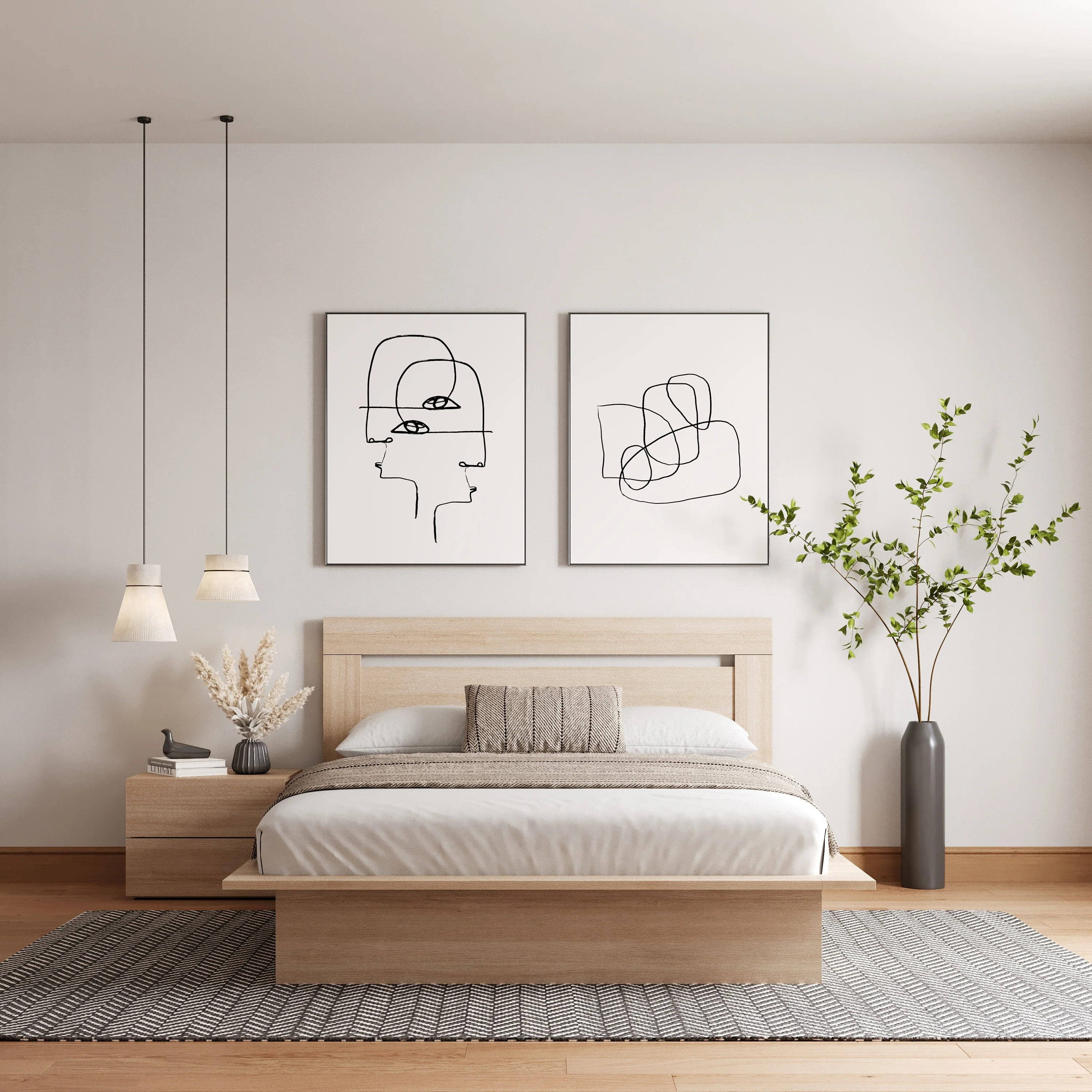 Malibu 3-Piece Bedroom Set with Bed, Headboard, and Nightstand