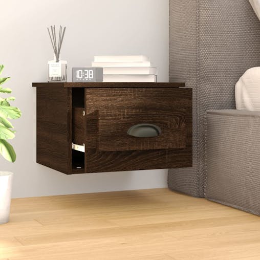 NNEVL Wall-mounted Bedside Cabinets 2 pcs Brown Oak 41.5x36x28cm