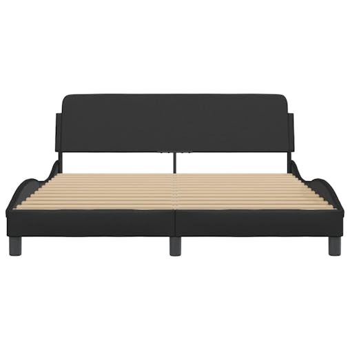 NNEVL Bed Frame with Headboard Black 152x203 cm Faux Leather