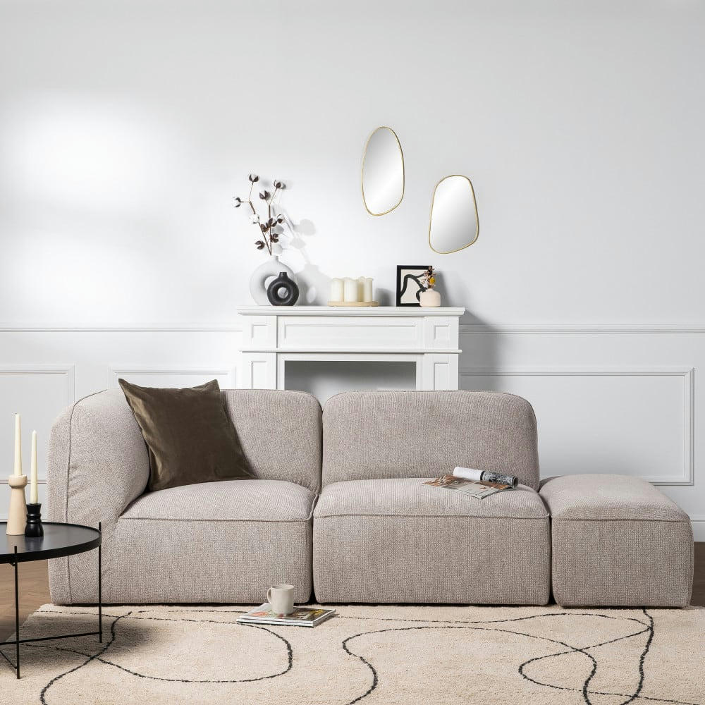 NOOR - Angle réversible pour canapé modulable en tissu naturel