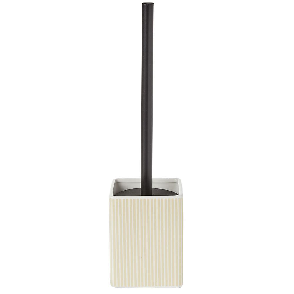 Brosse WC socle carré grès rayure verticale blanc beige 9,2x9,2xH36cm