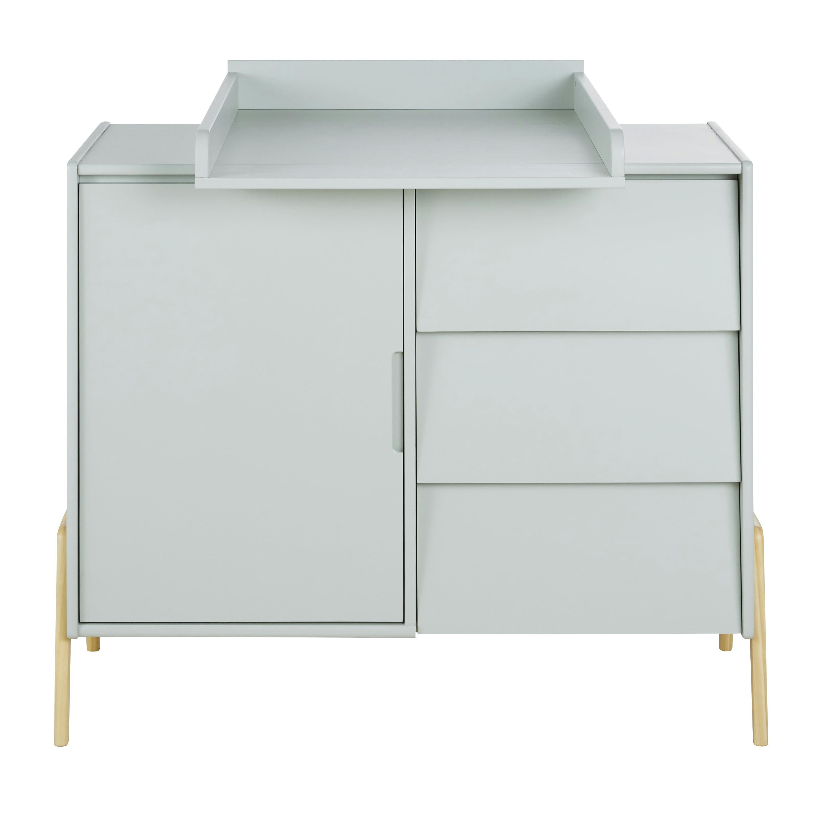Mimizan - Commode double 1 porte 3 tiroirs verte
