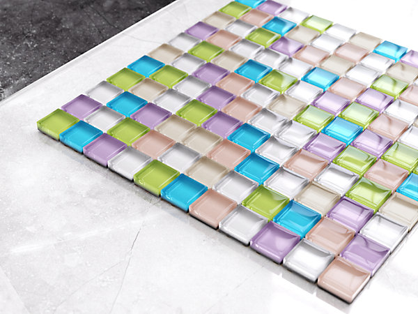 Mosaïque en verre sur filet pour salle de bain ou cuisine 30 cm x 30 cm - Gummy bears