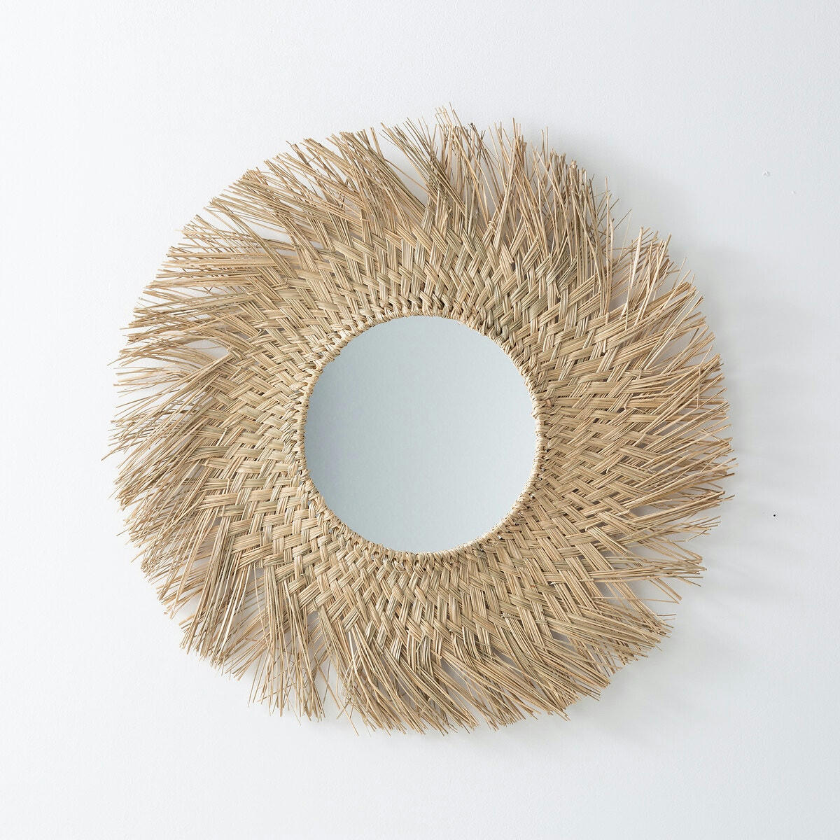 Miroir rond forme soleil en herbier Ø70 cm, Loully