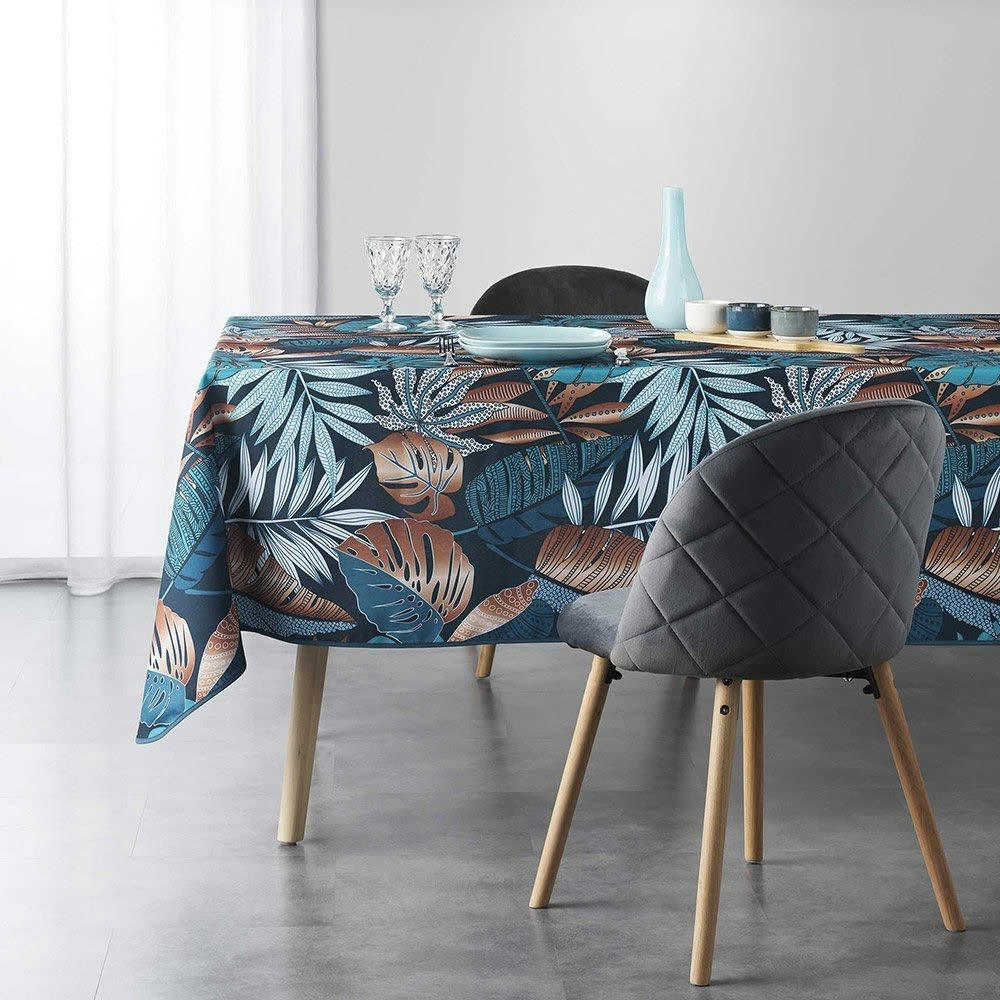 ALIANOR - Nappe antitâche rectangulaire bleu 150x240cm