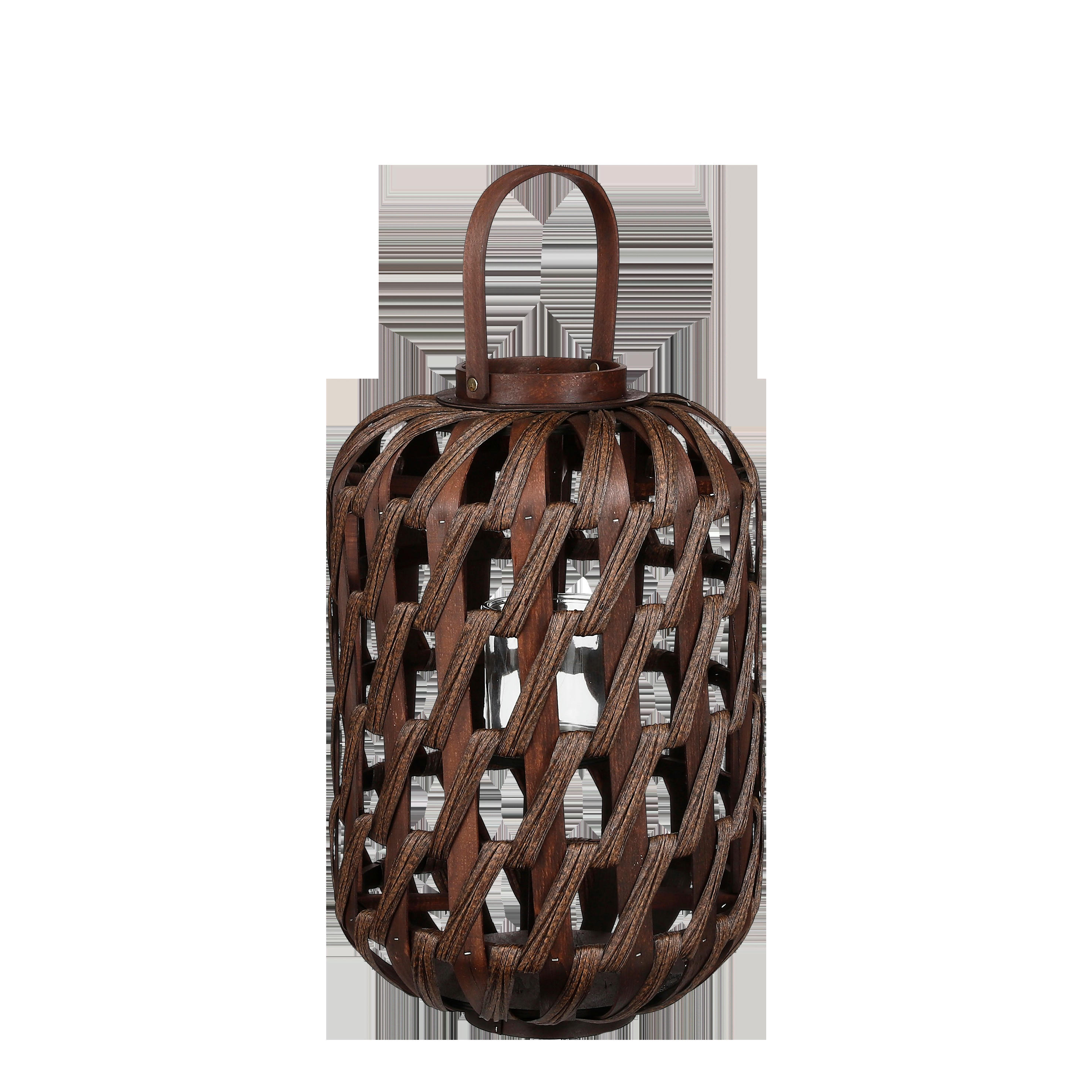 HELIOS - Lanterne en polyester recyclé marron foncé H49