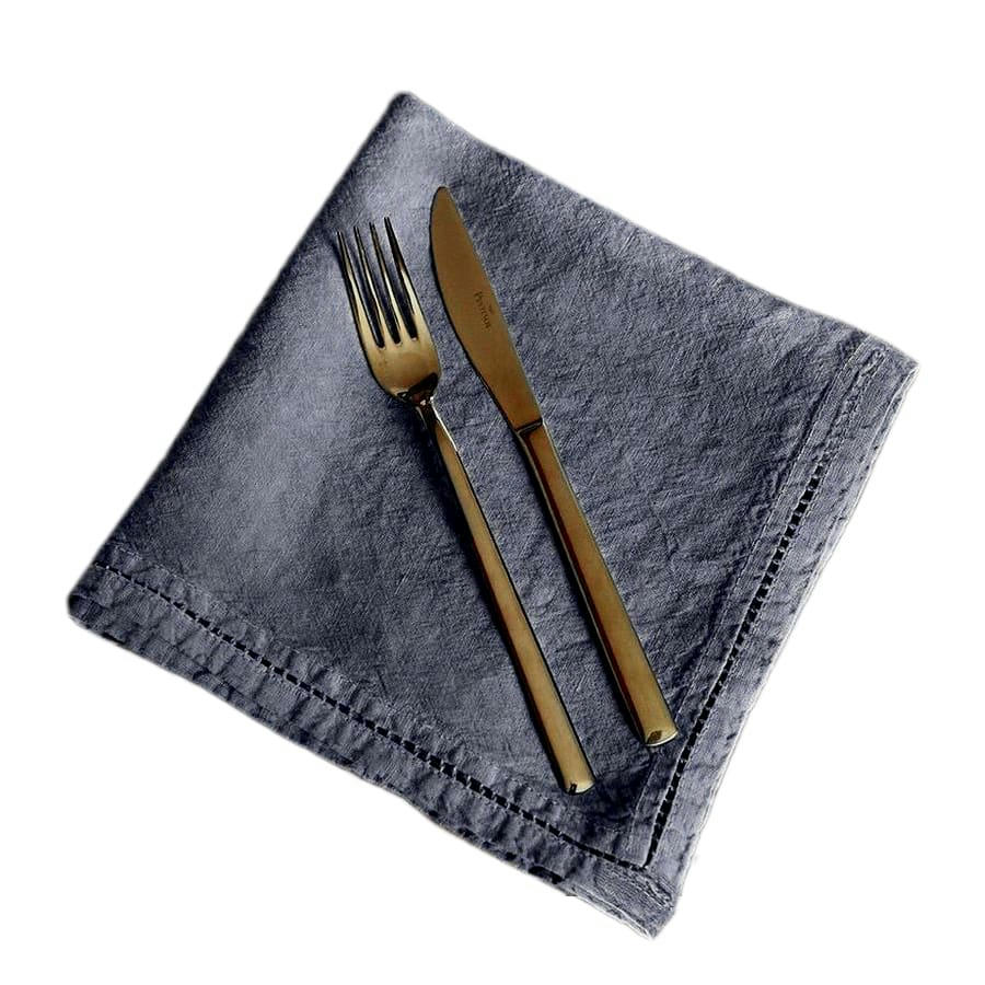 BASES DE LA TABLE - Serviette de table  Lin pur lavé  Bleu Pierre  45x45