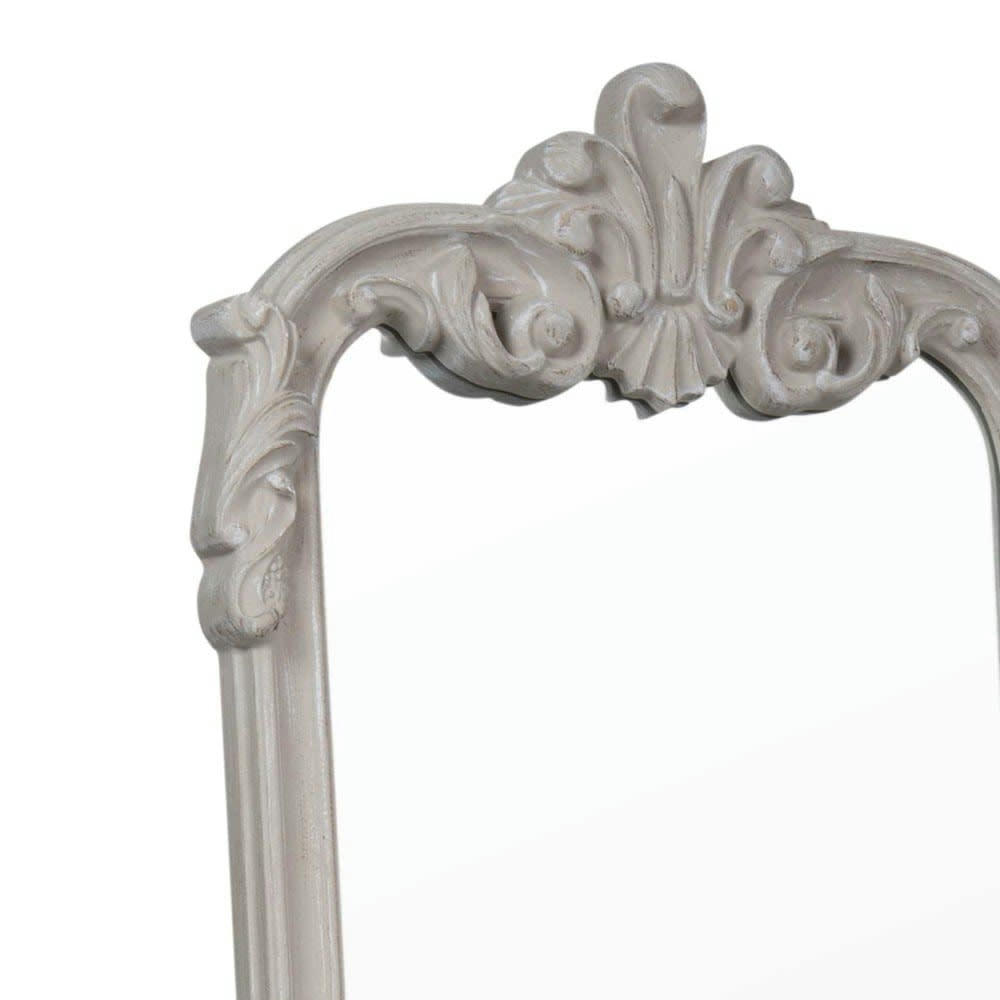 Elina - Grand miroir rectangulaire sur pied à moulures beige 54x178