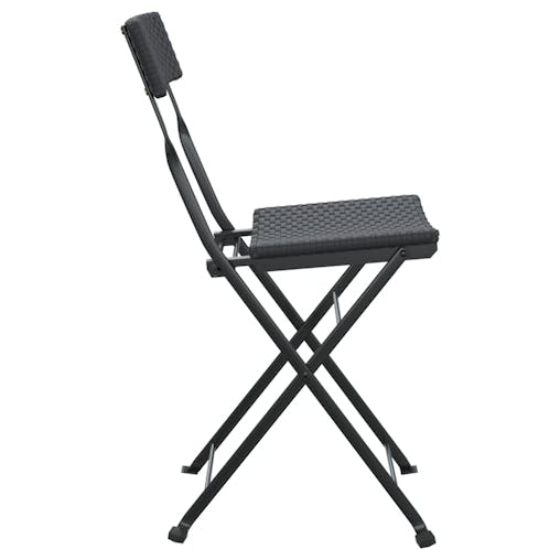 NNEVL Folding Bistro Chairs 6 pcs Black Poly Rattan and Steel