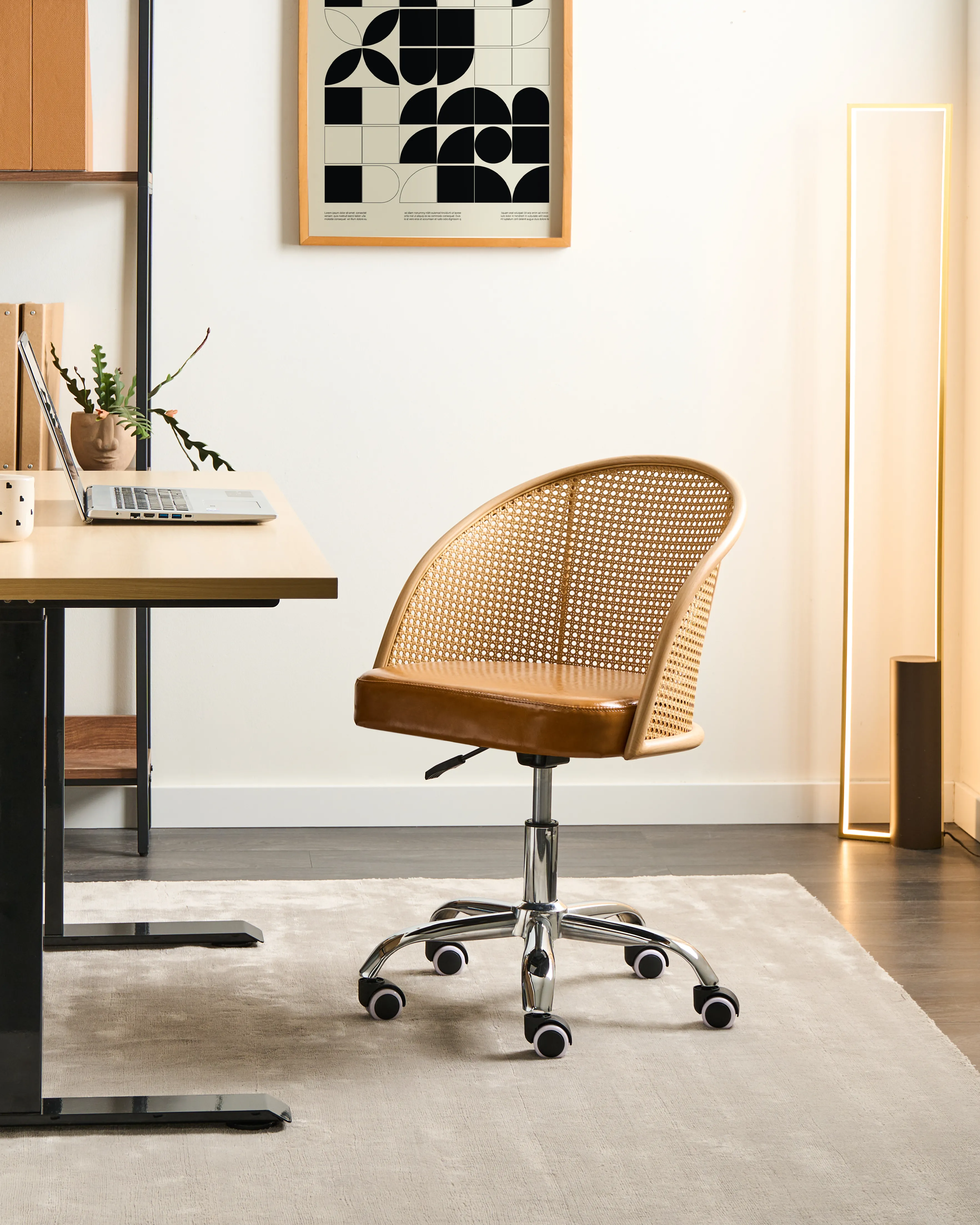 Desk Chair BALTIMORE Faux Leather Brown