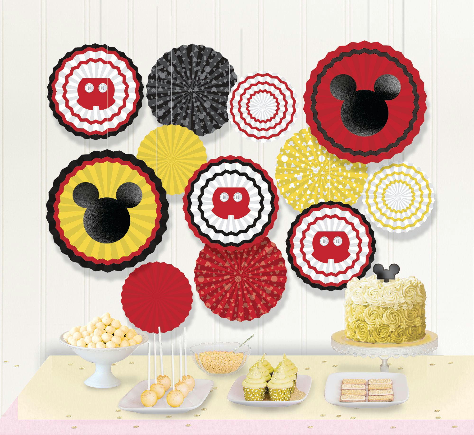 Mickey Mouse Forever Paper Fan Birthday Party Decoration Kit, 17-pc