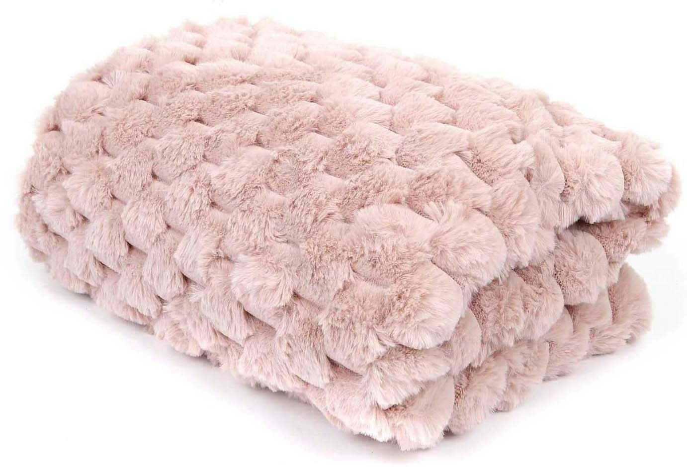 - Plaid en polyester imitation fourrure nid d'abeille opulence 120 x 150