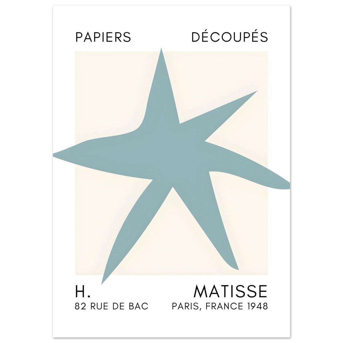 Artfulprints Poster Matisse – Star of the sea turquoise  - 50x70 cm - Turquoise