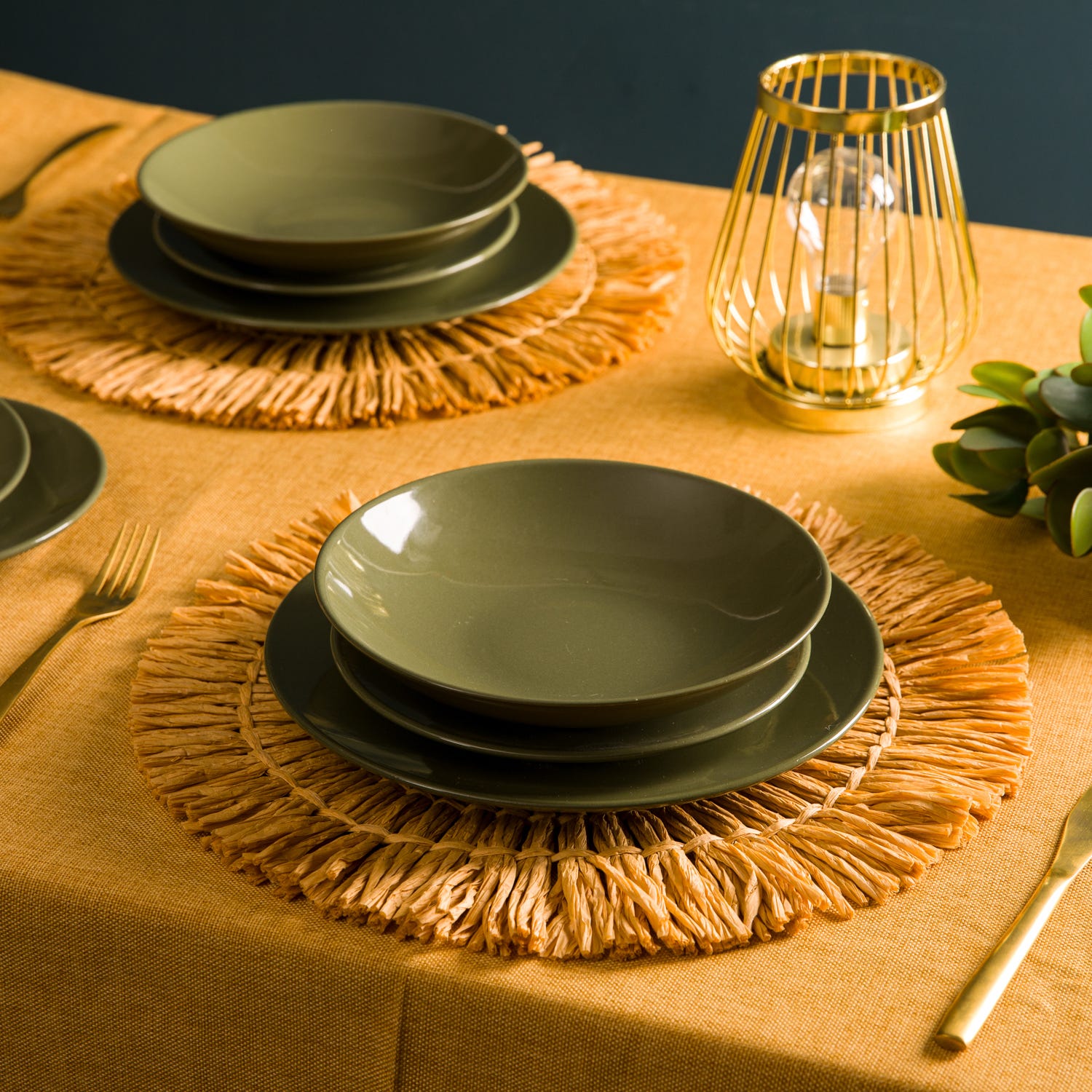 Servizio 18 piatti terracotta verde Style