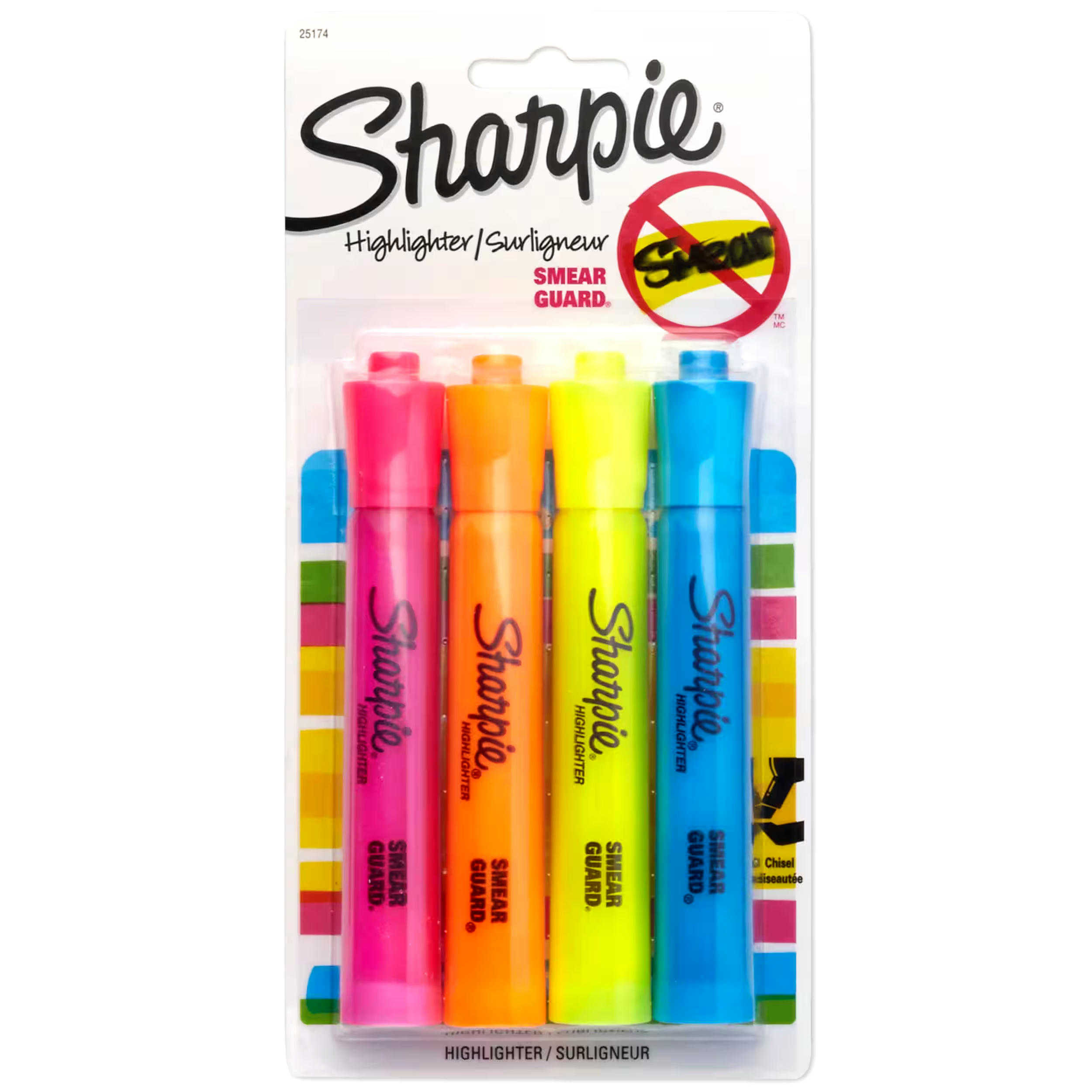 Sharpie Tank Highlighters, Assorted Colours, Chisel Tip, 4 Count