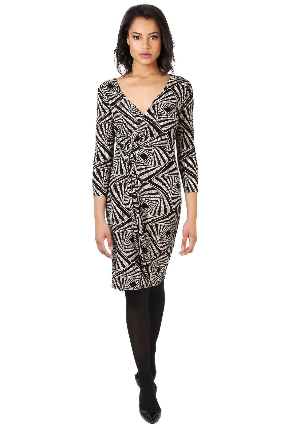 KRISP Cross Over Printed Midi Dress