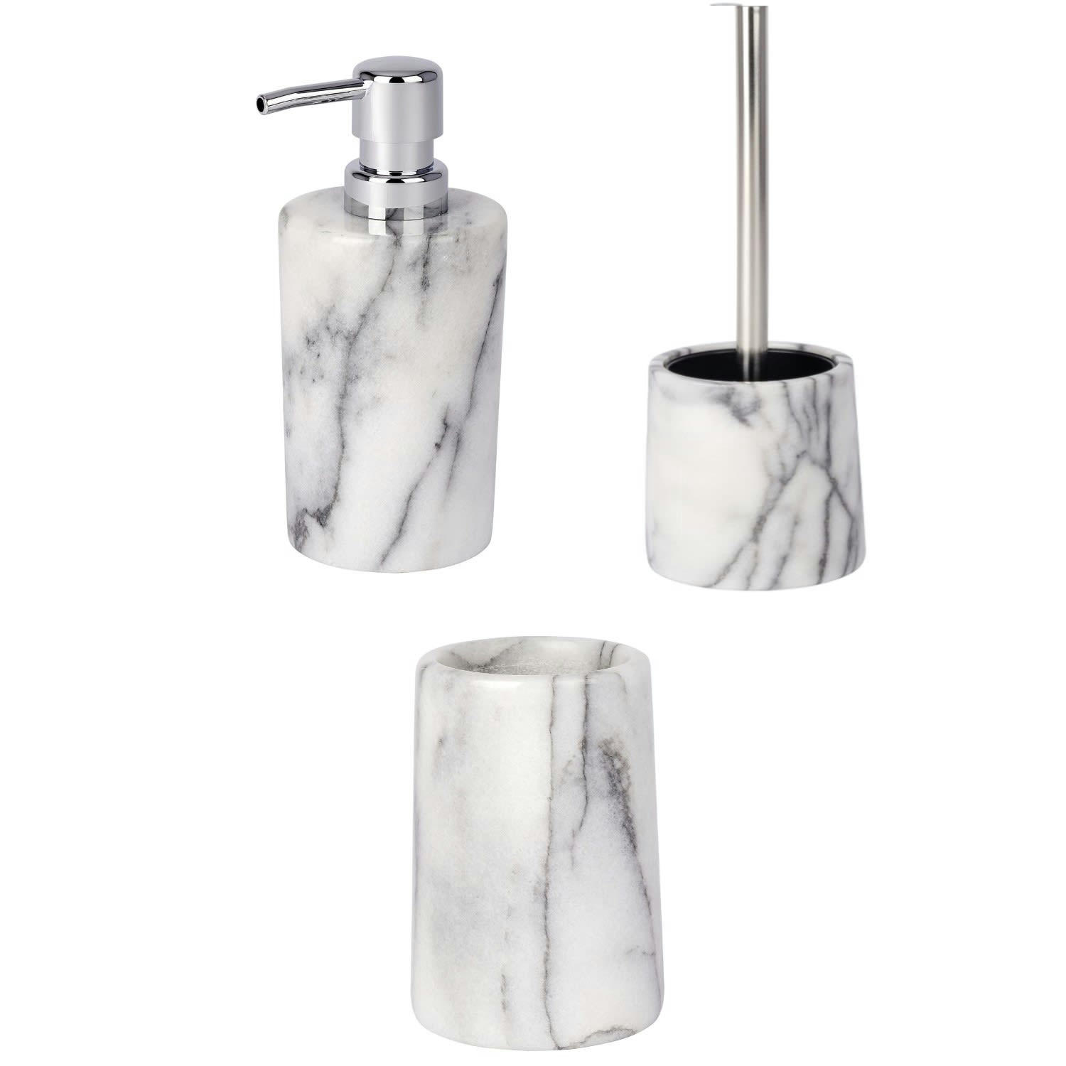ONYX - Set d'accessoires de salle de bain design marbre blanc