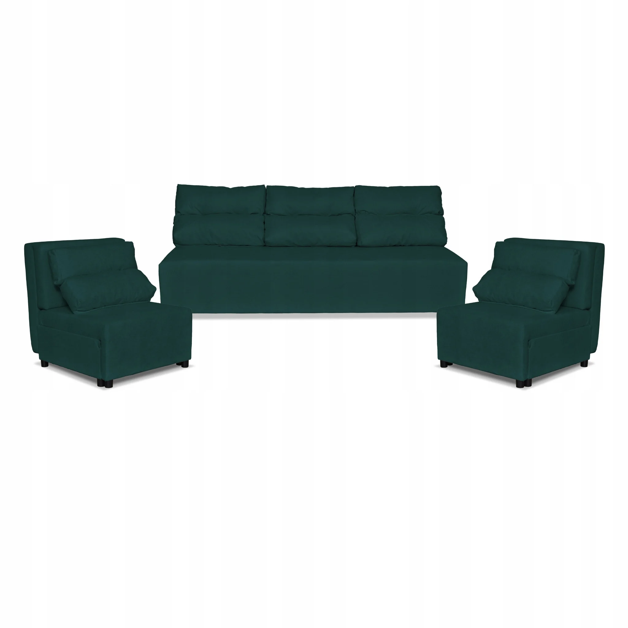 Zestaw KIMO funkcja spania sofa fotele Family Meble zielony Hunter welur