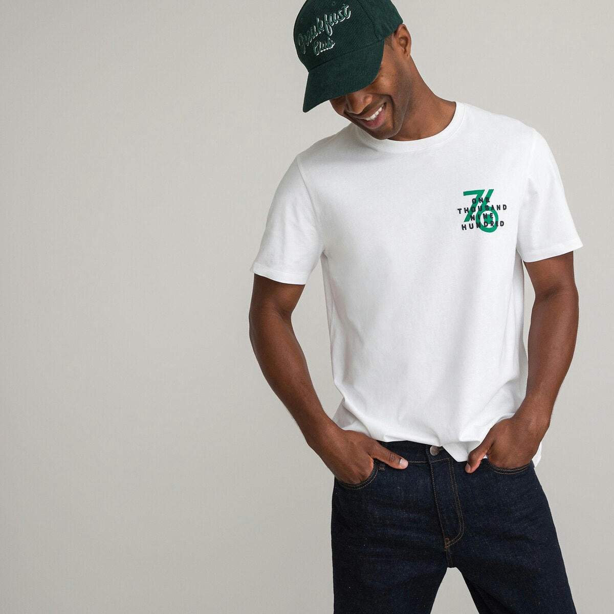 T-shirt broderie printé col rond