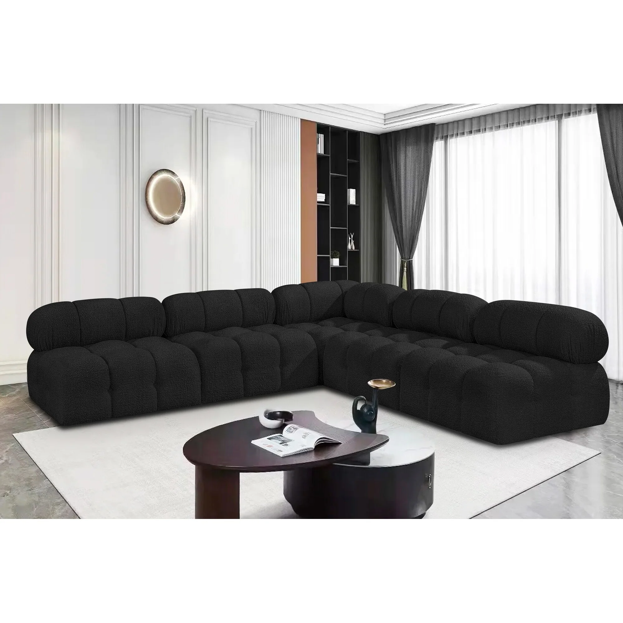 Ames 102 Boucle Fabric Upholstered 5pc. Modular Sectional